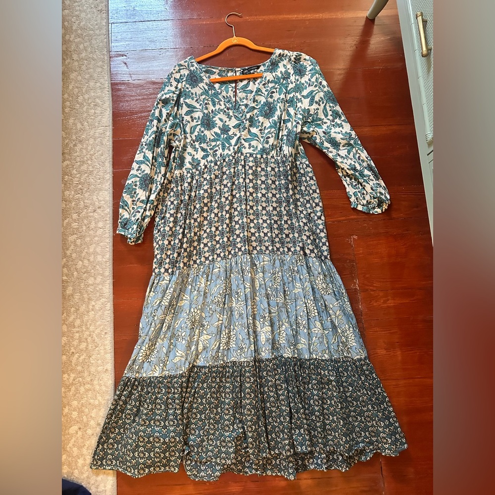 Zara Blue and White Maxi Dress